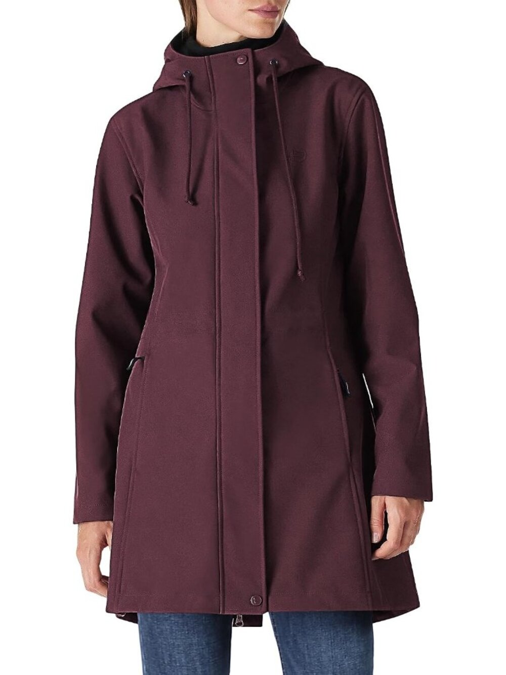 Womens Wine Windbreaker Fleece Lined Softshell Hiking Insulated Rain Parka Coat